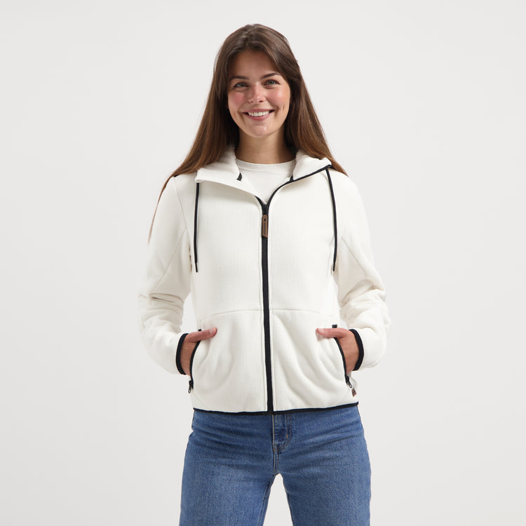 Kirsten Women - Hooded Cardigan - Fleece - Off white MV