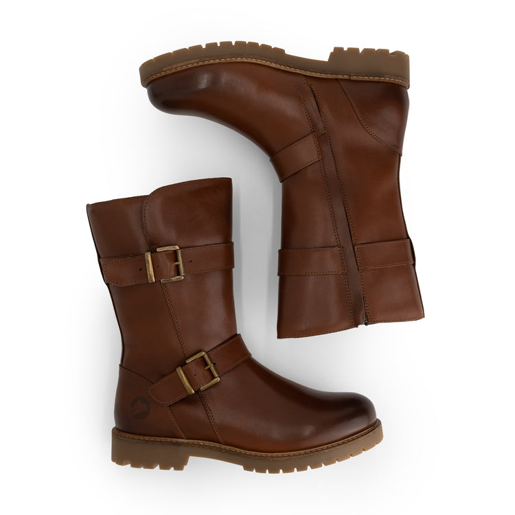 Sogne Women - Biker boots - Wool-lined - Cognac UPD