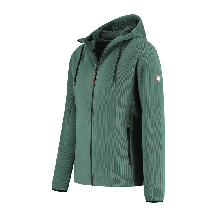 Karlson Men - Hooded Cardigan - Fleece - Dark green FL