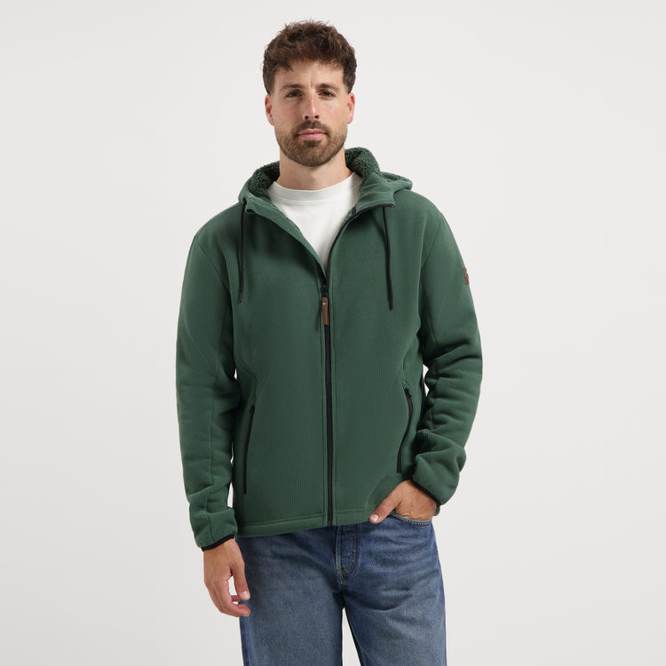 Karlson Men - Hooded Cardigan - Fleece - Dark green MV
