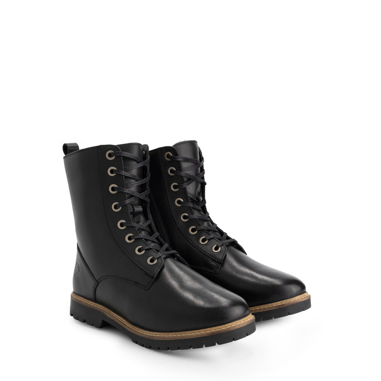 Trysil Women - Lace-up Boots with Zipper - Wool-Lined - Black FRD