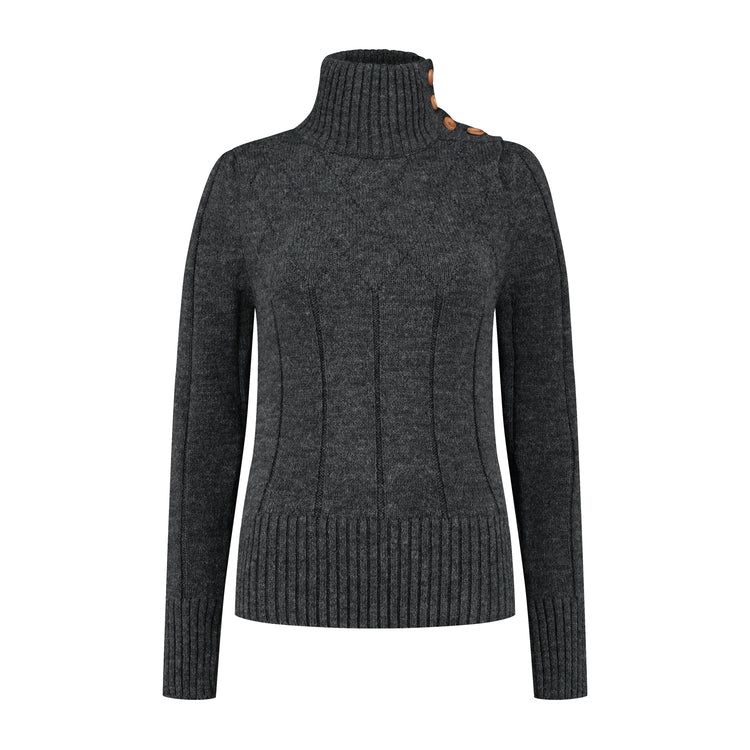 Turtleneck Mora Women - Knitted jumper - Dark antracite F