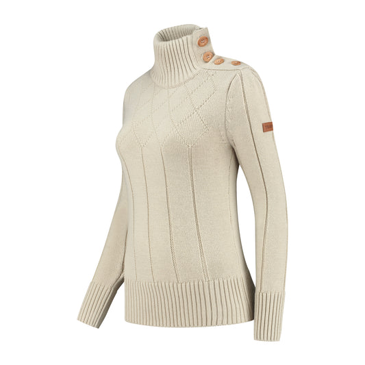 Turtleneck Mora Women - Knitted jumper - Ecru FL