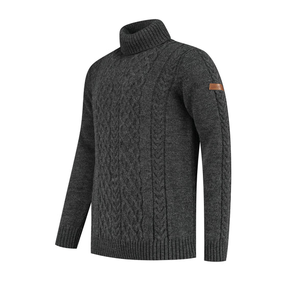 Oulu Men - Turtleneck - Knitted jumper - Dark antracite FL
