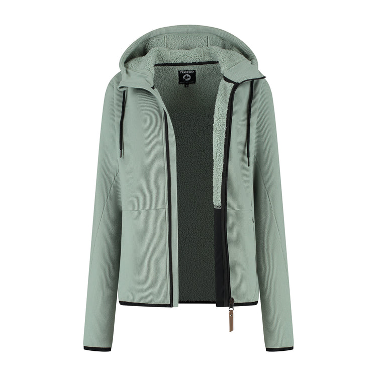 Kirsten Women - Hooded Cardigan - Fleece - Green CVO