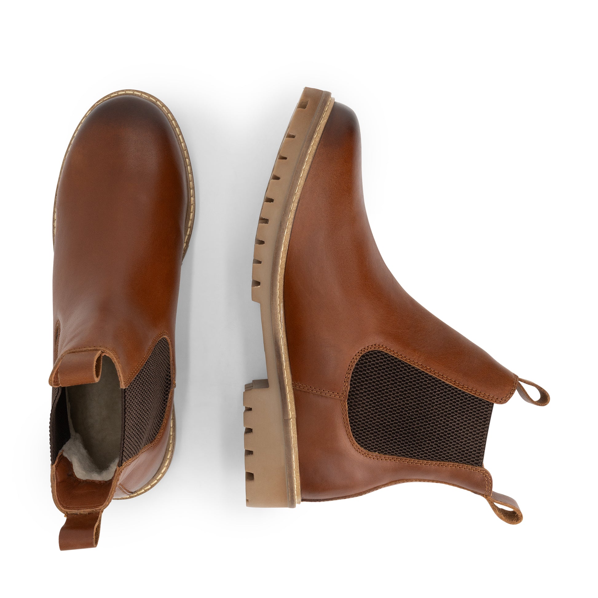 Hemsedal Men - Chelsea Boots - Wool-Lined - Cognac UPD