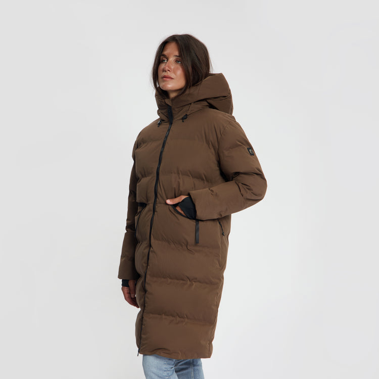 Odda Women - Puffer Winter Jacket - Waterproof - Dark Brown MV3