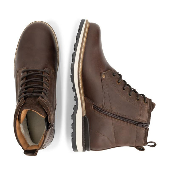Mosbjerg Men - Lace-up boots - Wool-lined - Dark brown UPD