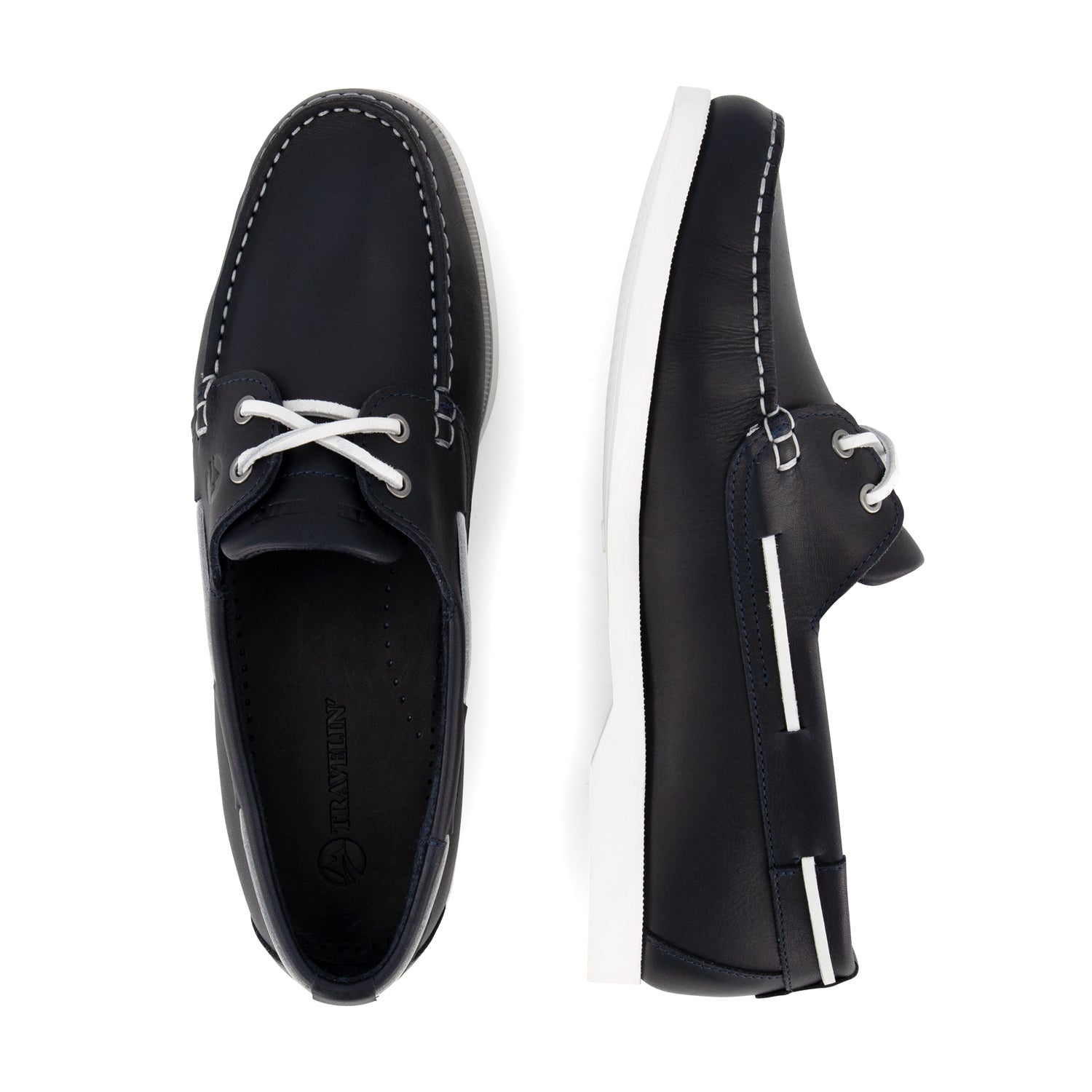 Eidfjord Men - Boat shoes - Leather - Navy UPD