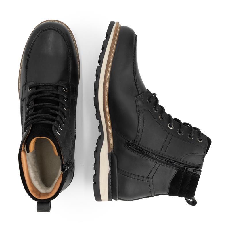 Lindved Men - Lace-up boots - Wool-lined - Black UPD