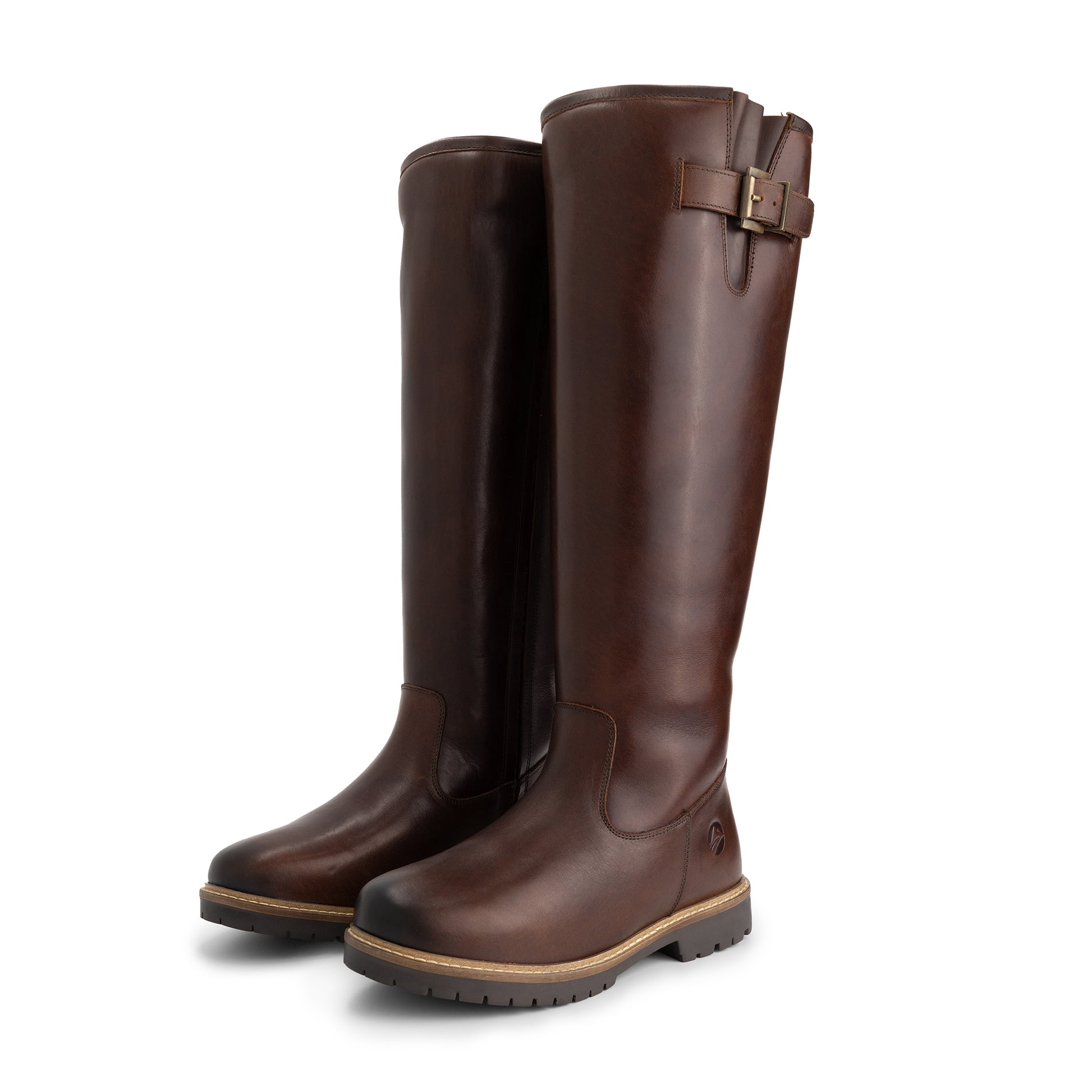 Boot Braun Stiefel Knee High Boots Flache Overknees Leder Stiefel