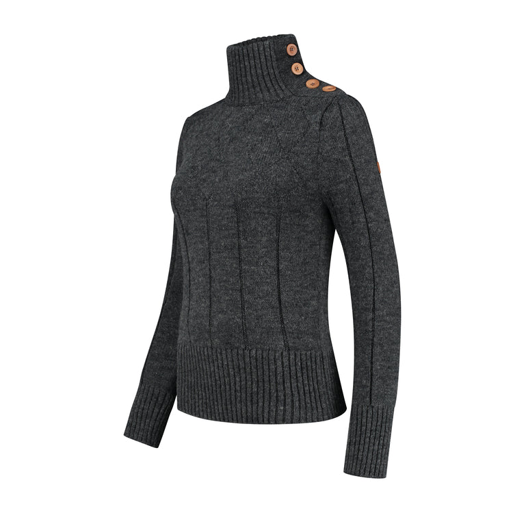 Turtleneck Mora Women - Knitted jumper - Dark antracite FL