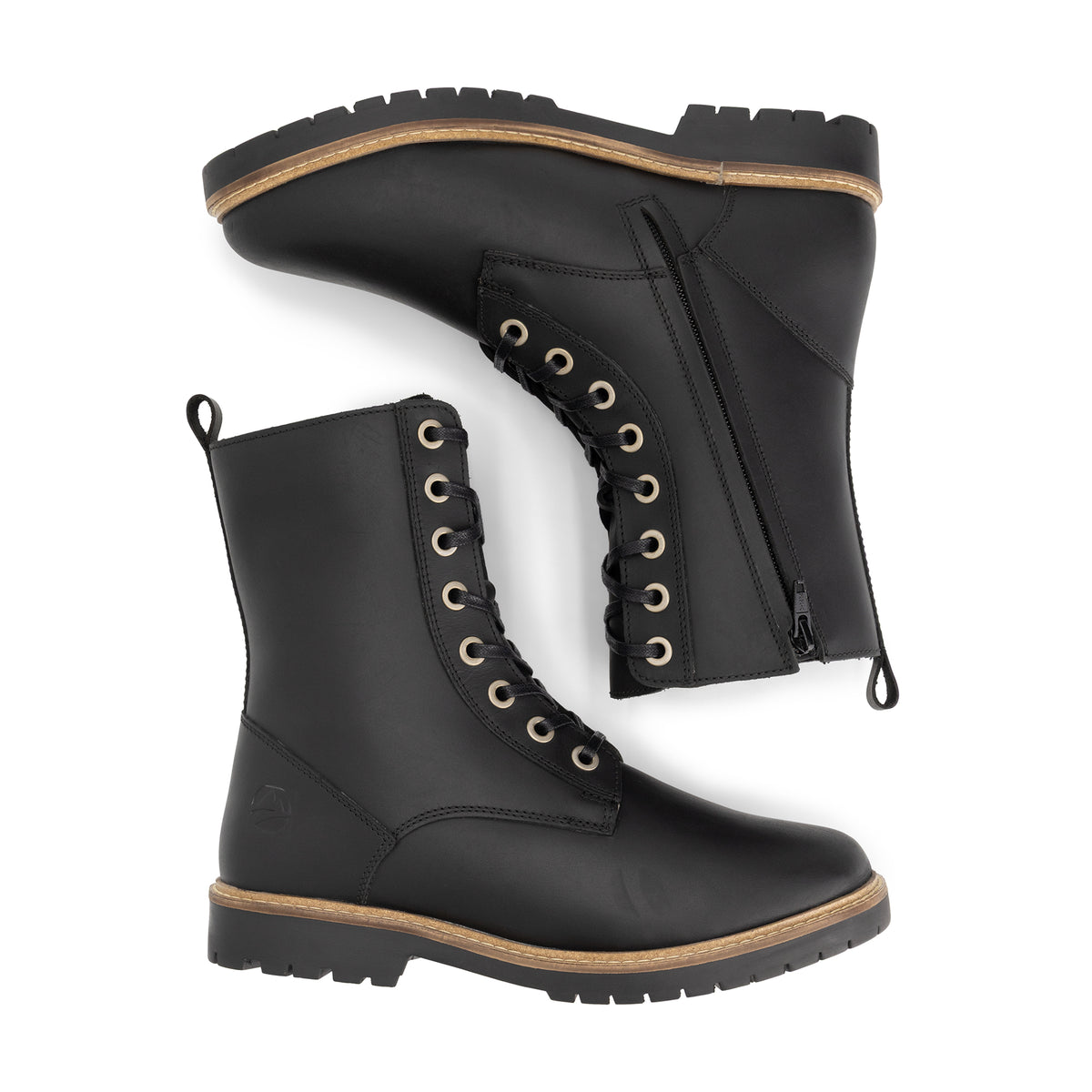 Torpsund Women - Lace-Up Boots with Zipper - Wool-Lined - Black UPD