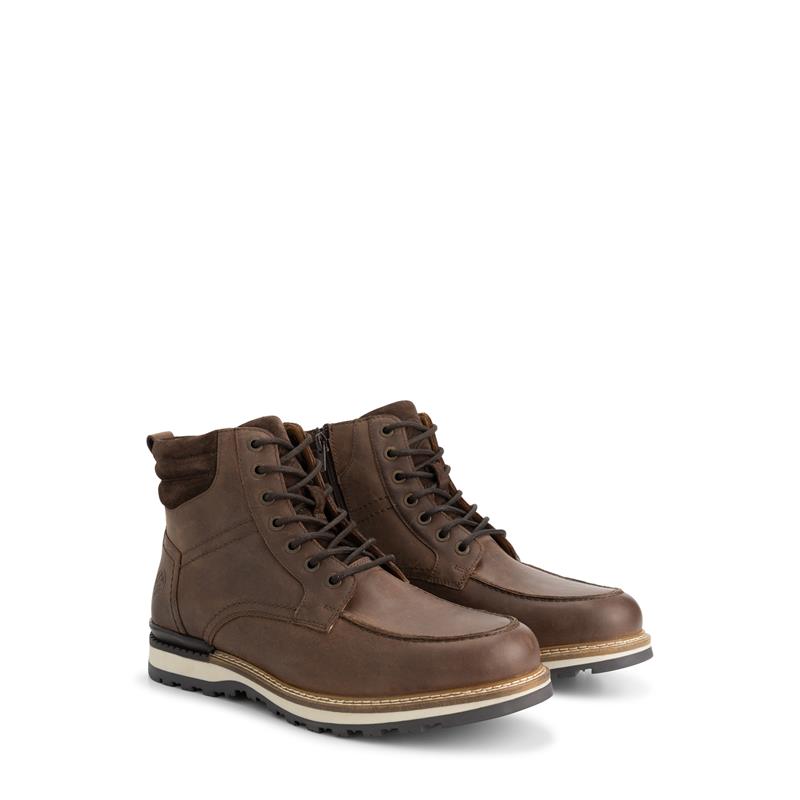 Lindved Men - Lace-up boots - Wool-lined - Dark brown FRD