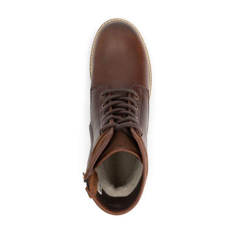 Langdets Men - Lace-up boots - Wool-lined - Dark brown UPS
