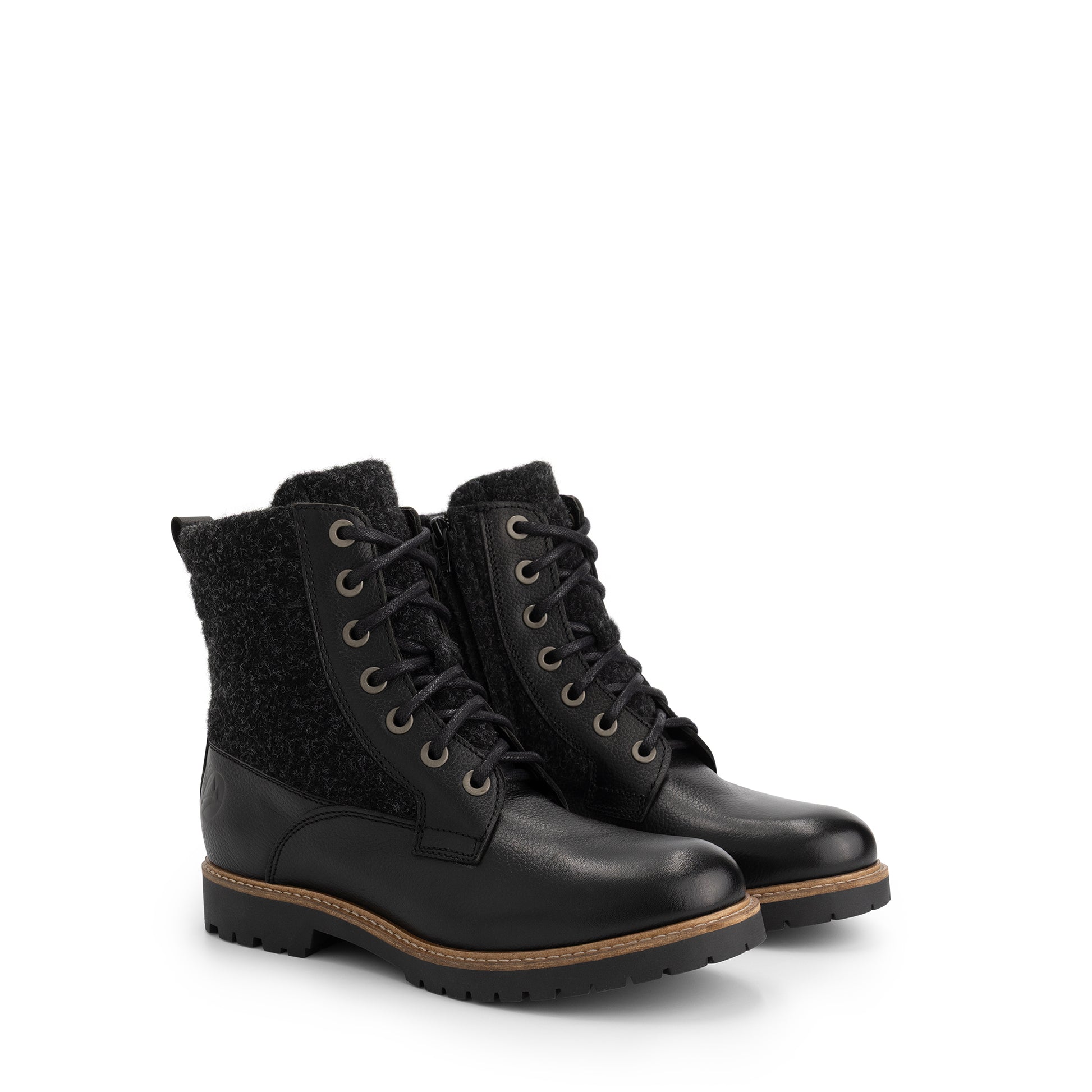 Folge Women - Lace-up boots - Wool/Felt - Black FRD