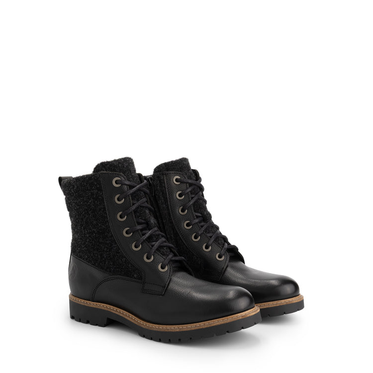 Folge Women - Lace-up boots - Wool/Felt - Black FRD