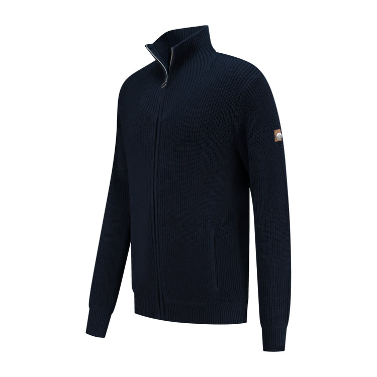 Snowdon Men - Cardigan - Cashmere blend - Navy FL