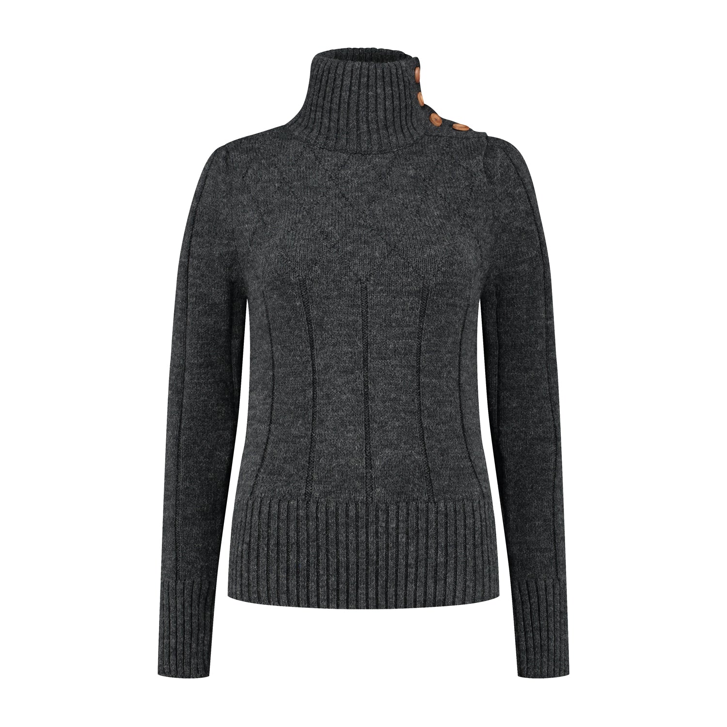 Turtleneck Mora Women - Knitted jumper - Dark antracite F